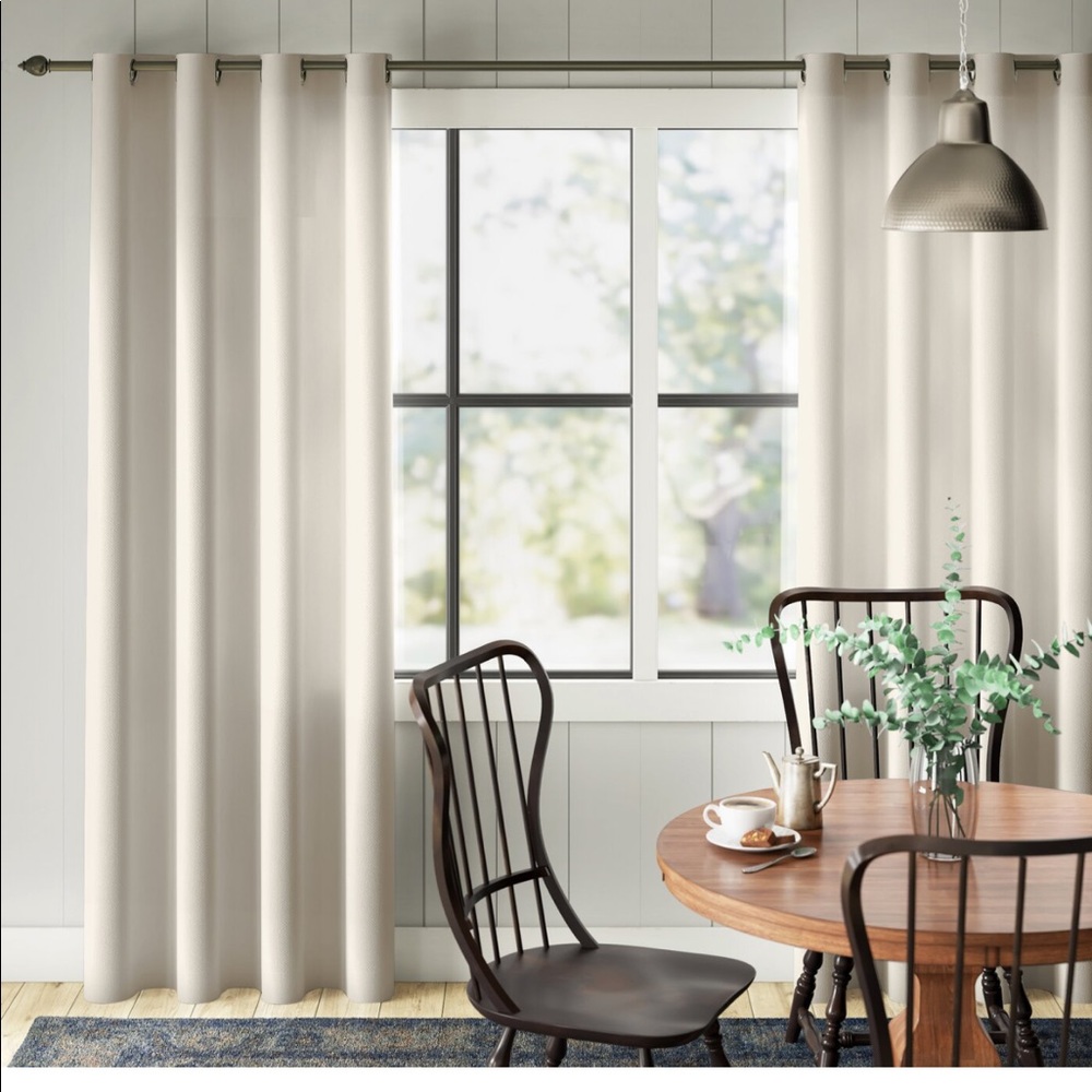 Semi-sheer thermal grommet single curtain panel